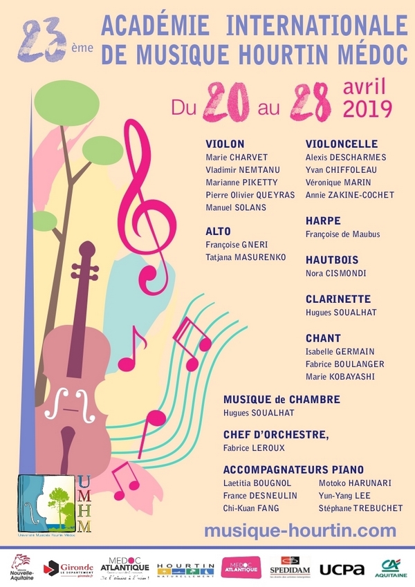 Académie Internationale de Musique Hourtin Affiche professeurs 2019