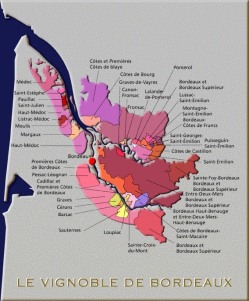 carte du vignoble de Bordeaux - vins gironde